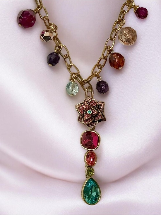 Heidi Daus Jewelry - Heidi Daus Multicolor Crystal Drop Floral Pendant. NWOT . Statement piece!